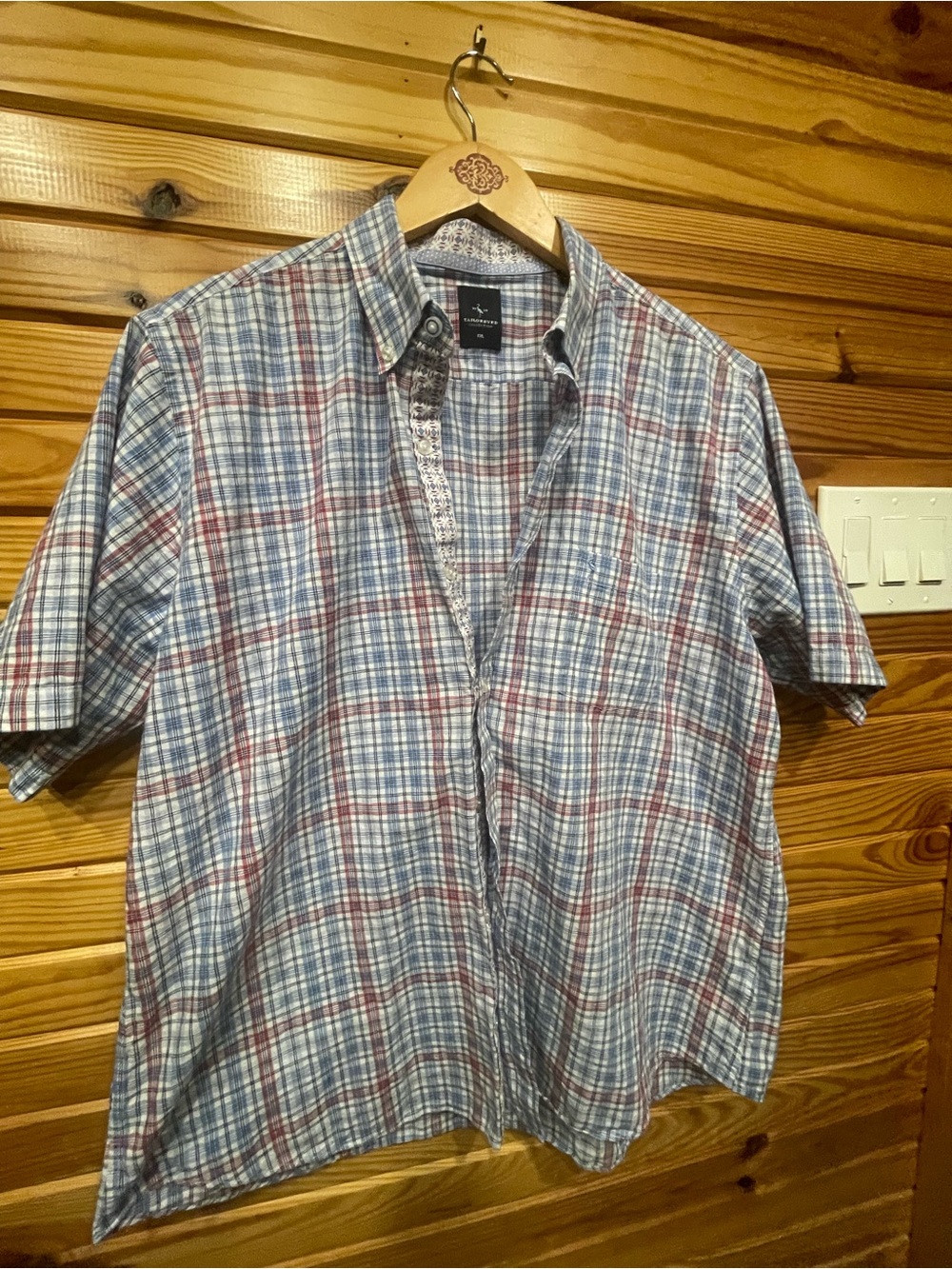 Tailorbyrd Short-Sleeve Plaid Button-Down Shirt - Blue & Red